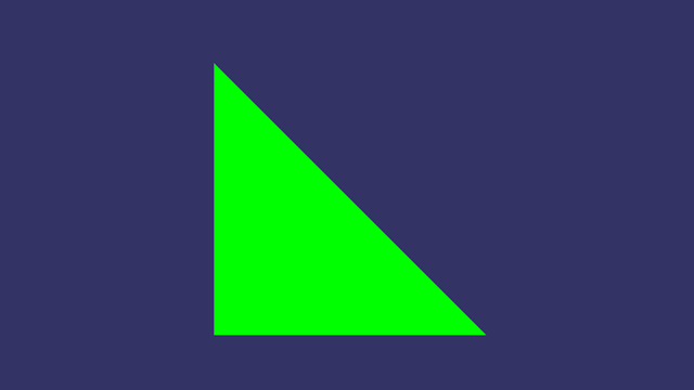 A green triangle with a purple backdrop